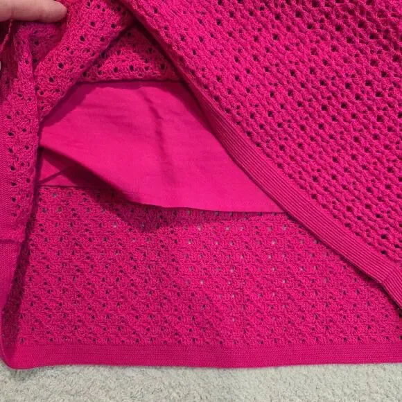 Banana Republic Fuschia Pink Open Knit Sweater Dress with Underslip Size M - Picture 7 of 12